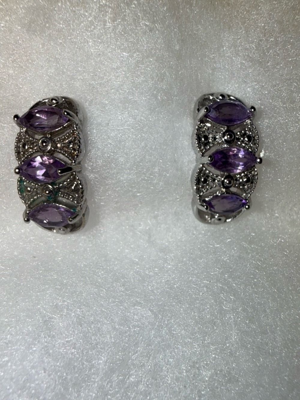 Vintage Silver & amethyst Stone Earrings